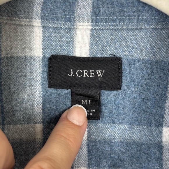 JCrew Plaid Flannel Button Down with Elbow Patches Size M Tall - Picture 3 of 5